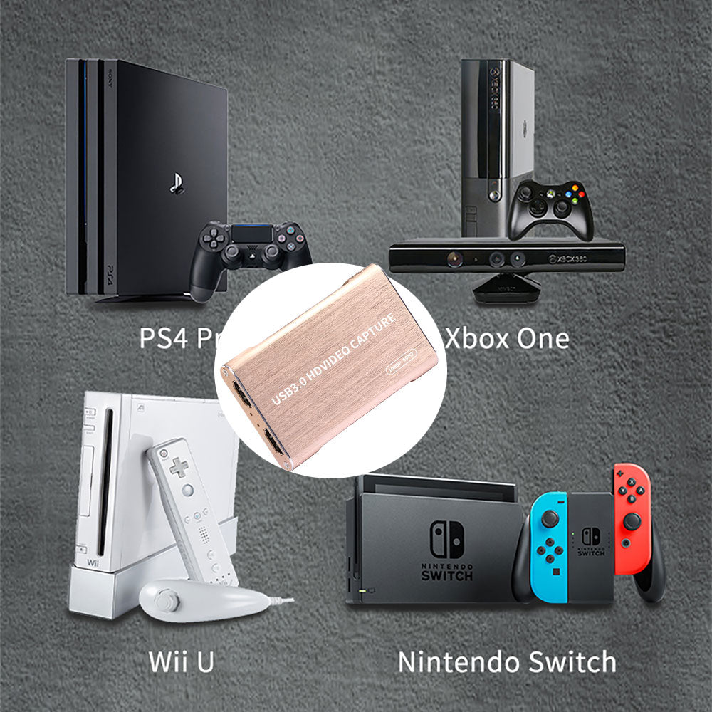 1080P HDMI Video Capture Card W/USB 3.0, HDMI Loop-Out, Suitable for Switch, PS4, Xbox One, WIIU to Do Broadcasting via OBS, PotPlayer etc.