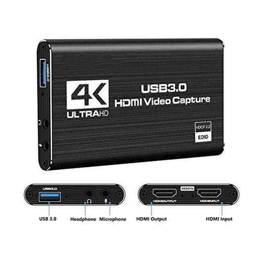 4K HDMI Video Capture Card W/USB 3.0, HDMI Loop-Out, Suitable for Switch, PS4, Xbox One, WIIU to Do Broadcasting via OBS, PotPlayer etc.