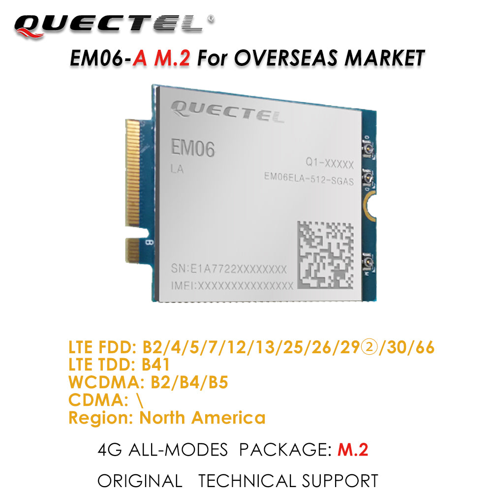 LTE EM06 Series EM06-A/EM06-E/EM06-J 4G LTE Wireless Industrial IOT/M2M-Optimized Cat 6 M.2(NGFF) Module