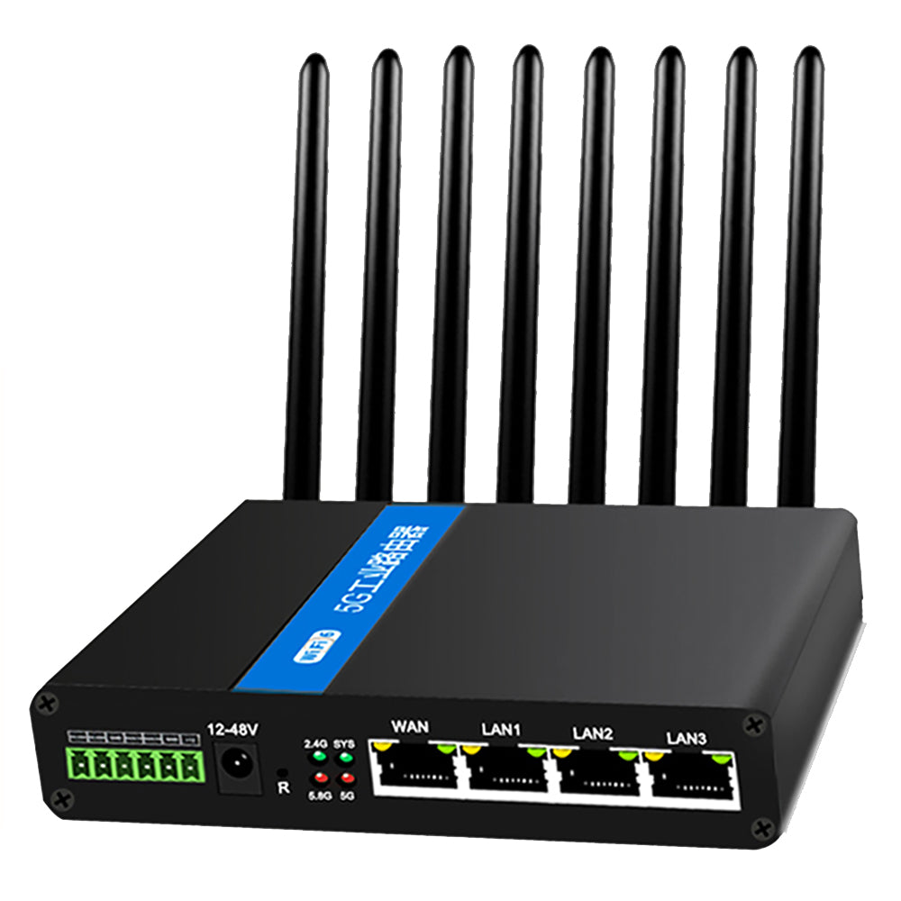 5G LTE Router with SIM Card Slot, Dual Band Wi-Fi 6 Router, Industrial 802.11ax Router, Up to 1.8Gbps, 3x Gigabit LAN Ports, OFDMA, MU-MIMO