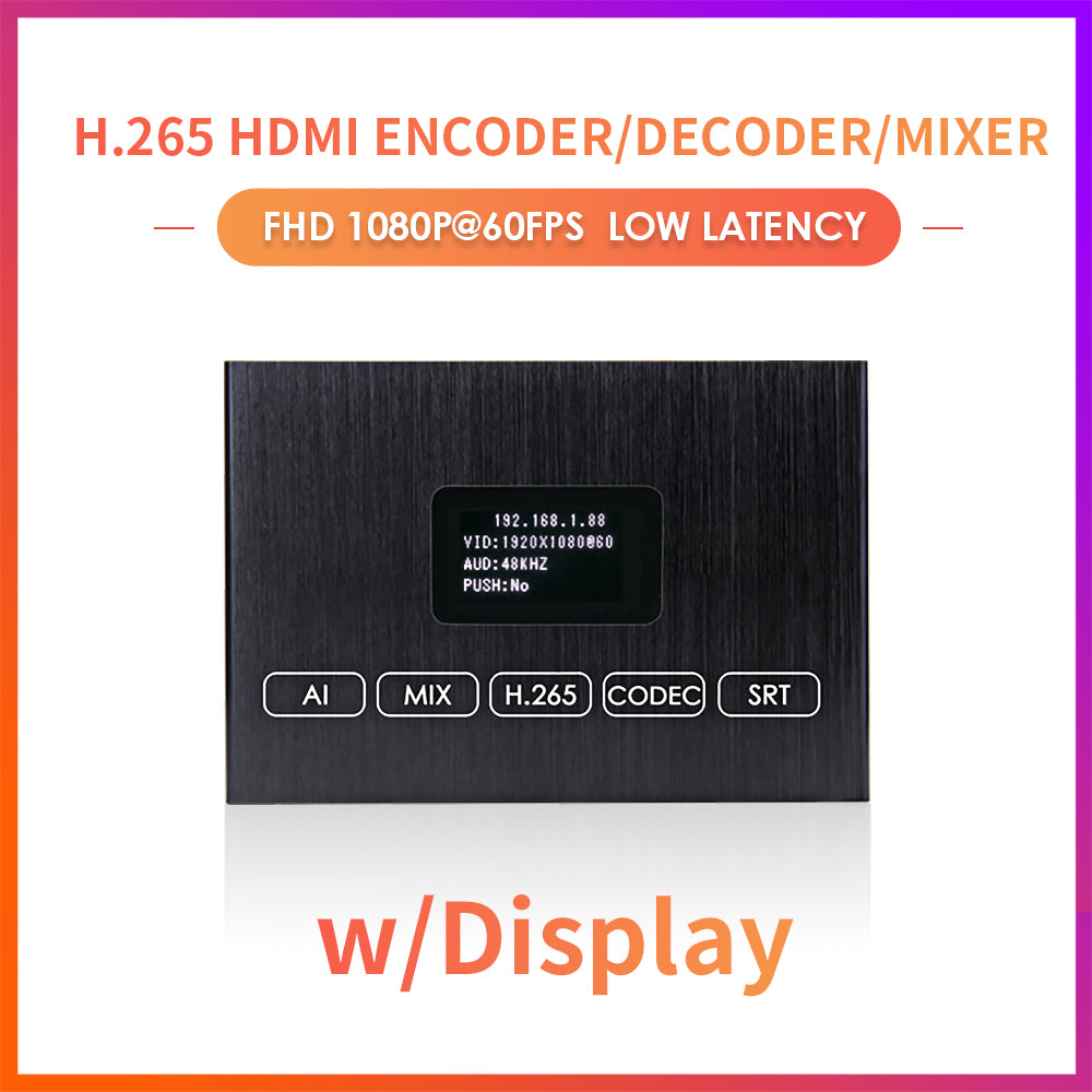 H.265 1080P 60FPS HDMI Video Encoder Decoder W/HDMI & Audio I/O, HLS RTMP RTSP SRT UDP ONVIF Hikvision for IPTV Live Stream to YouTube Facebook etc.
