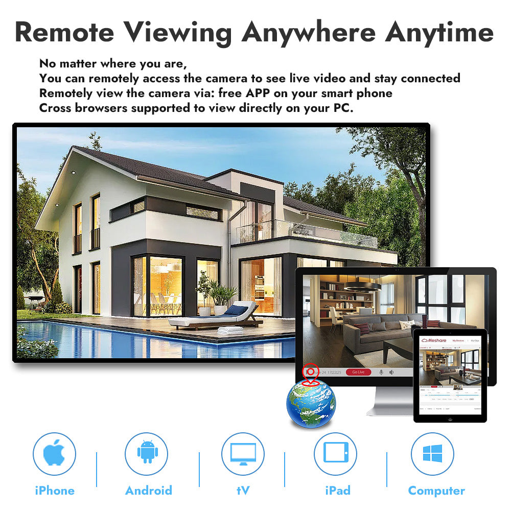 4K Smart IR or Dual Light WiFi IP Camera w/Wide Angle 2.8mm Built-in Audio RTMP to YouTube/Facebook etc.