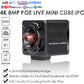 4K UltraHD PoE Mini Cube Live IP Camera w/2.8mm Wide Angle Line-in Audio RTMP to YouTube/Facebook etc.